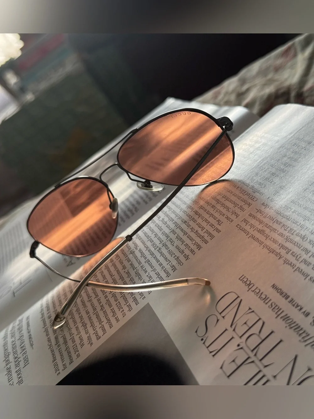 Gucci aviators w/ rose tinted lens
